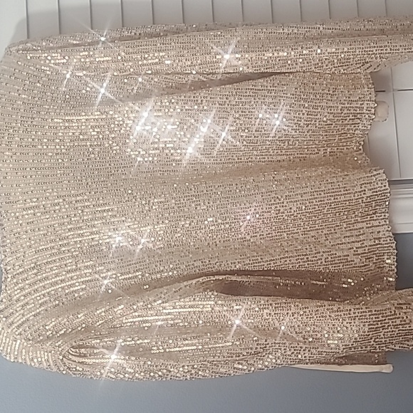 Women's Sequin Cardigan Long Sleeve Gold Large - Picture 7 of 7